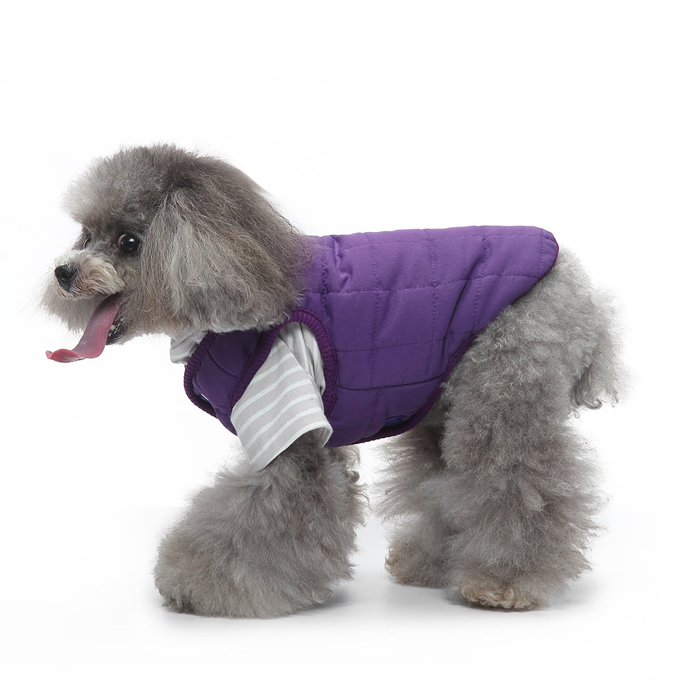 Bear Patch 2‑Piece Dog Outfit (Vest + Striped Turtleneck)