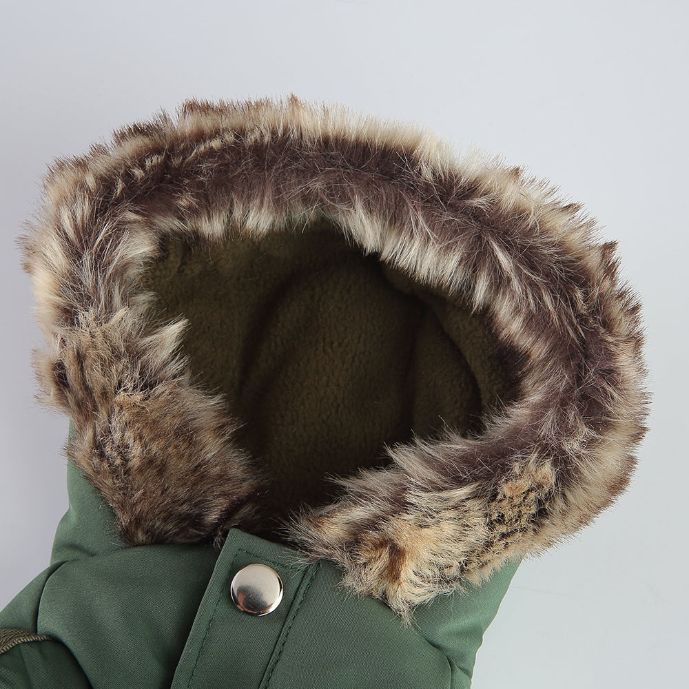 Faux Fur Hooded Parka Dog Jacket
