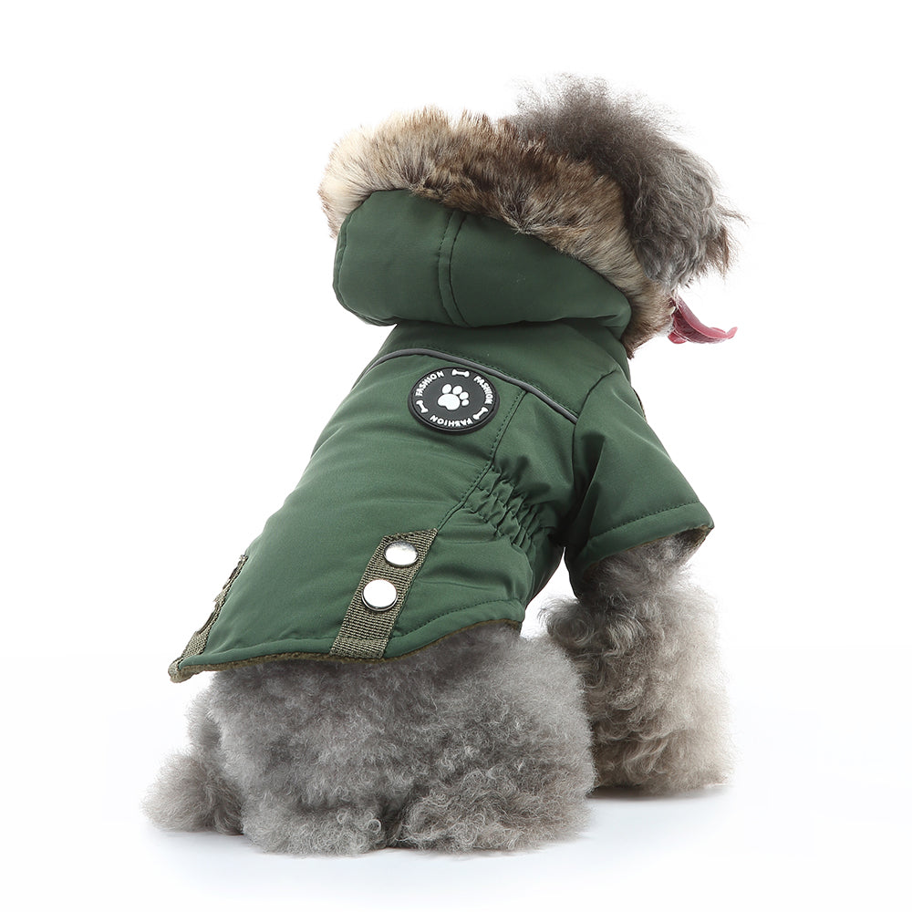 Faux Fur Hooded Parka Dog Jacket