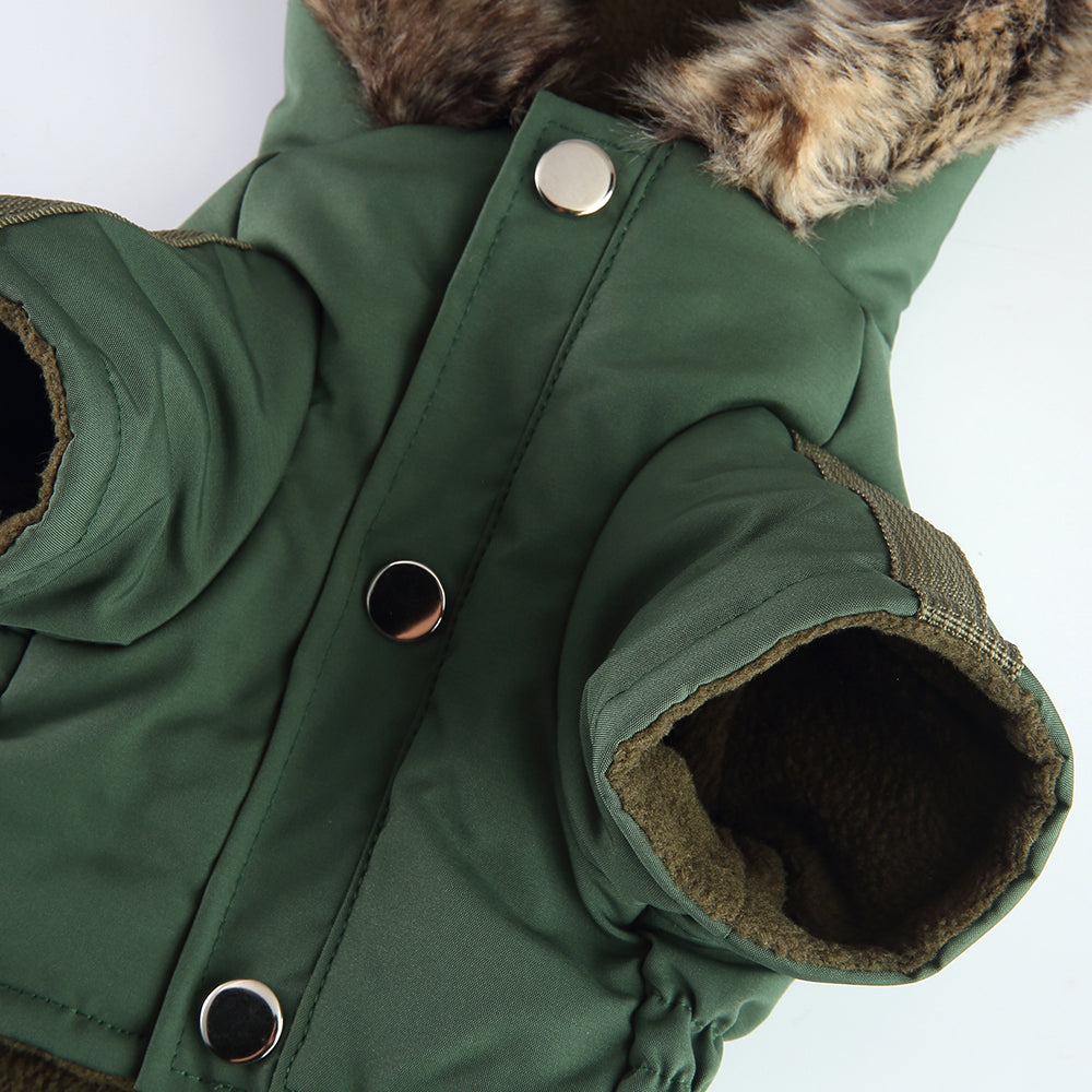 Faux Fur Hooded Parka Dog Jacket