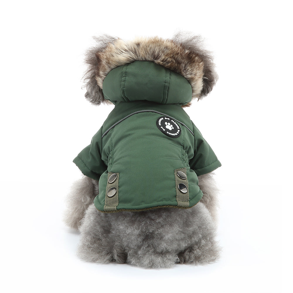 Faux Fur Hooded Parka Dog Jacket