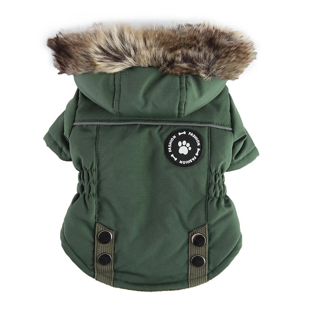 Faux Fur Hooded Parka Dog Jacket