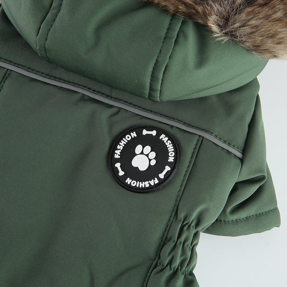 Faux Fur Hooded Parka Dog Jacket