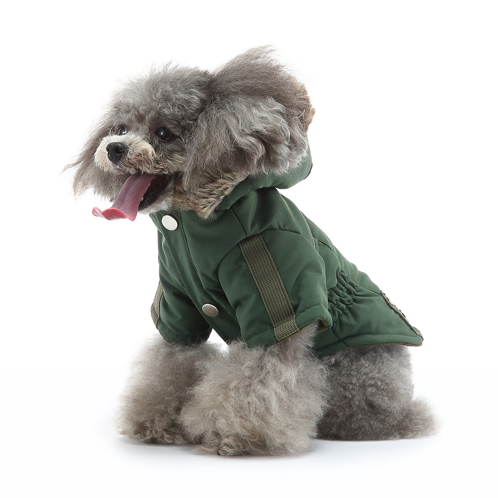 Faux Fur Hooded Parka Dog Jacket