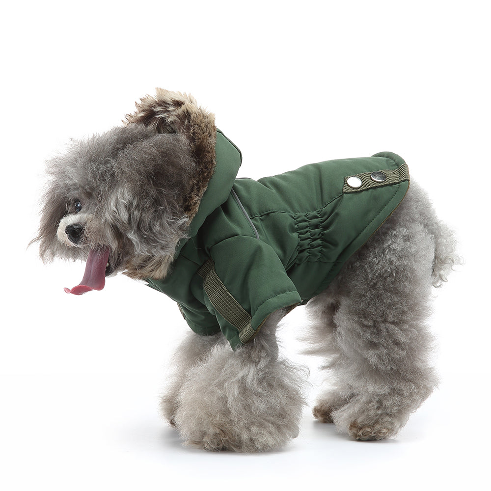 Faux Fur Hooded Parka Dog Jacket
