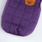 Bear Patch 2‑Piece Dog Outfit (Vest + Striped Turtleneck)