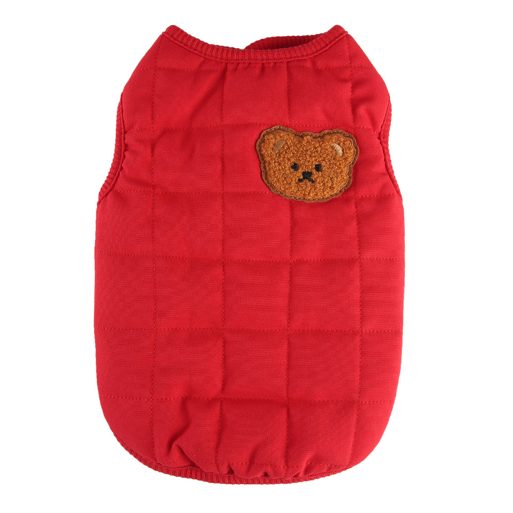 Bear Patch 2‑Piece Dog Outfit (Vest + Striped Turtleneck)