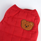 Bear Patch 2‑Piece Dog Outfit (Vest + Striped Turtleneck)