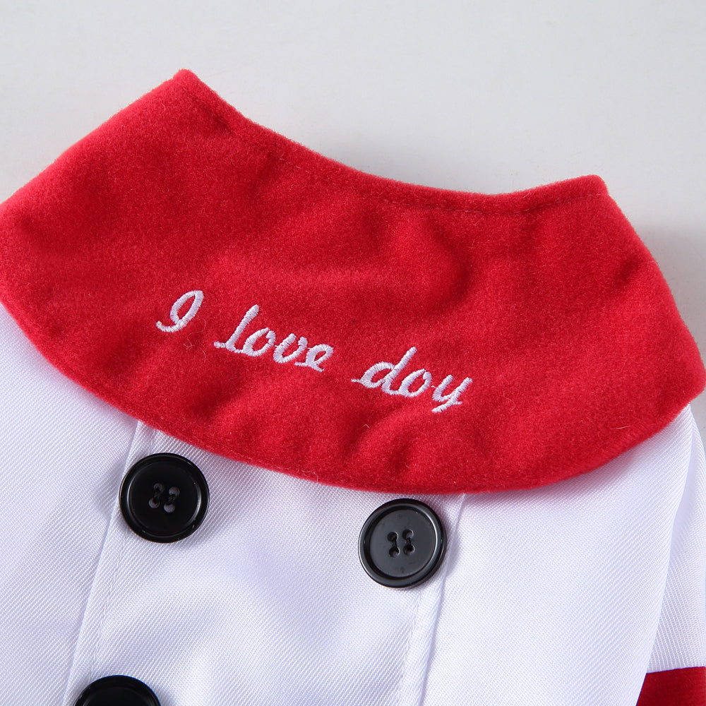 Chef Dog Costume with “I Love Dog” Embroidery and Bone Details