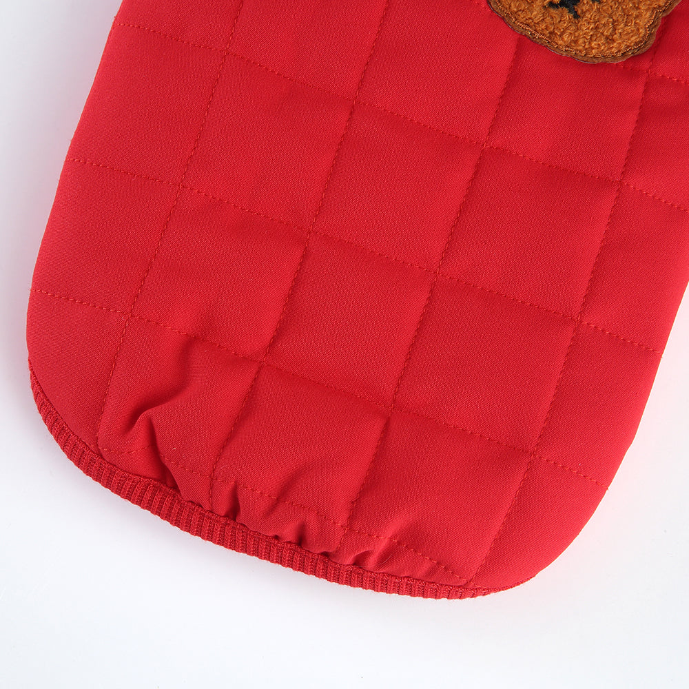 Bear Patch 2‑Piece Dog Outfit (Vest + Striped Turtleneck)