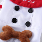 Chef Dog Costume with “I Love Dog” Embroidery and Bone Details