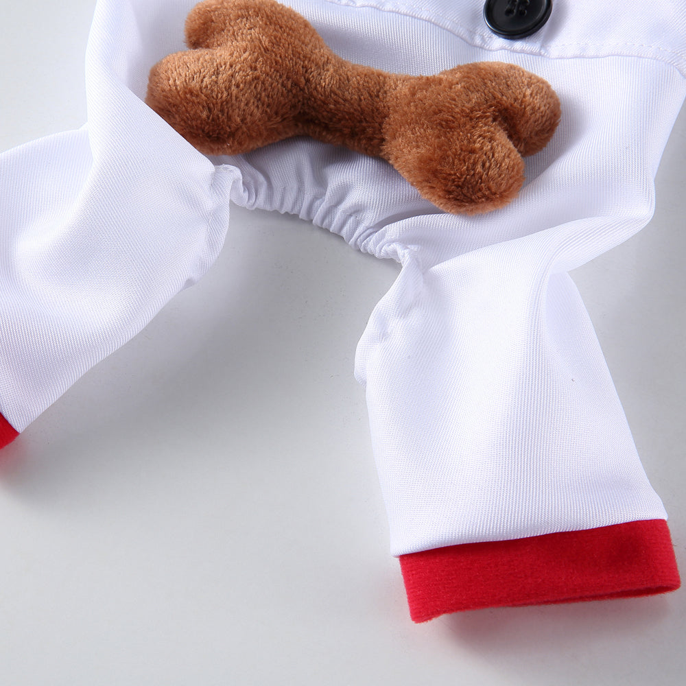 Chef Dog Costume with “I Love Dog” Embroidery and Bone Details