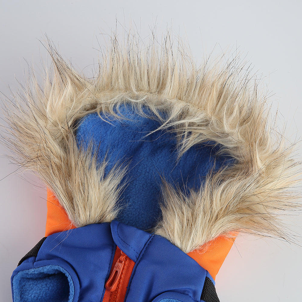 Peture Winter Dual-Color Dog Harness Jacket with Hood (Available in Wine-Yellow / Red-Blue)