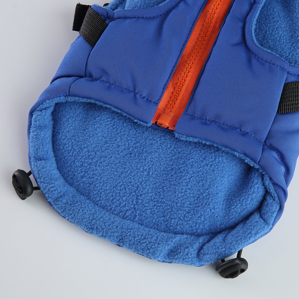 Peture Winter Dual-Color Dog Harness Jacket with Hood (Available in Wine-Yellow / Red-Blue)