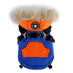 Peture Winter Dual-Color Dog Harness Jacket with Hood (Available in Wine-Yellow / Red-Blue)