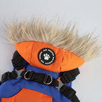 Peture Winter Dual-Color Dog Harness Jacket with Hood (Available in Wine-Yellow / Red-Blue)