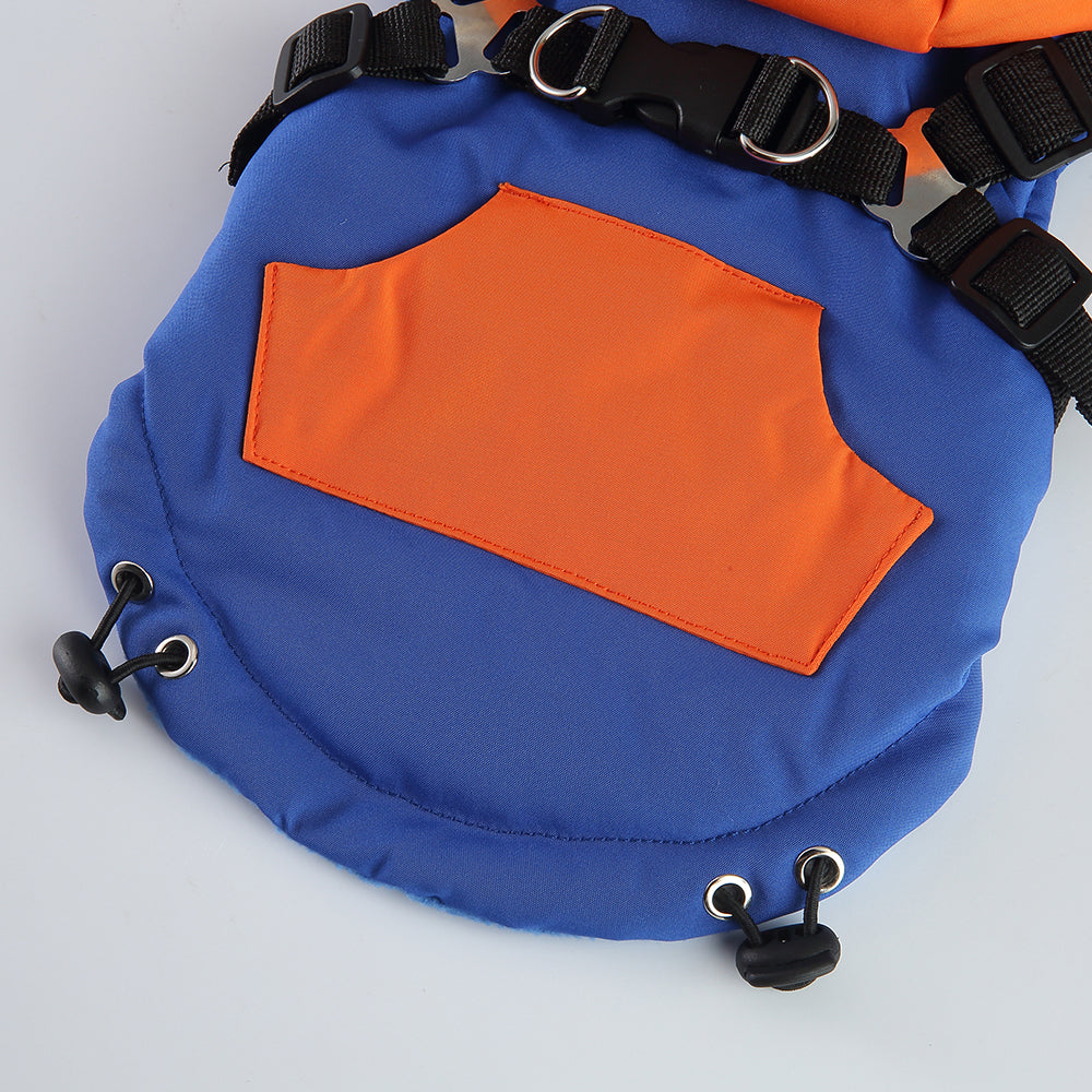 Peture Winter Dual-Color Dog Harness Jacket with Hood (Available in Wine-Yellow / Red-Blue)