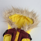 Peture Winter Dual-Color Dog Harness Jacket with Hood (Available in Wine-Yellow / Red-Blue)