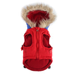 Peture Winter Dual-Color Dog Harness Jacket with Hood (Available in Wine-Yellow / Red-Blue)