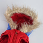 Peture Winter Dual-Color Dog Harness Jacket with Hood (Available in Wine-Yellow / Red-Blue)