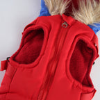 Peture Winter Dual-Color Dog Harness Jacket with Hood (Available in Wine-Yellow / Red-Blue)