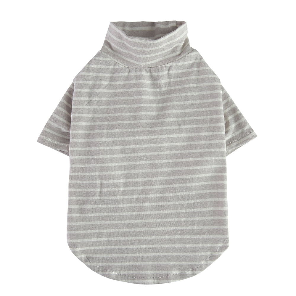 Bear Patch 2‑Piece Dog Outfit (Vest + Striped Turtleneck)