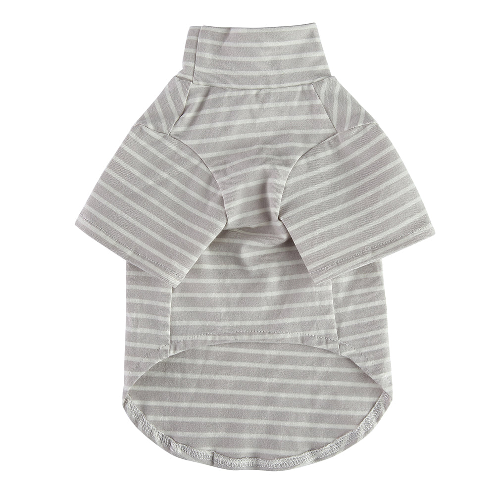 Bear Patch 2‑Piece Dog Outfit (Vest + Striped Turtleneck)