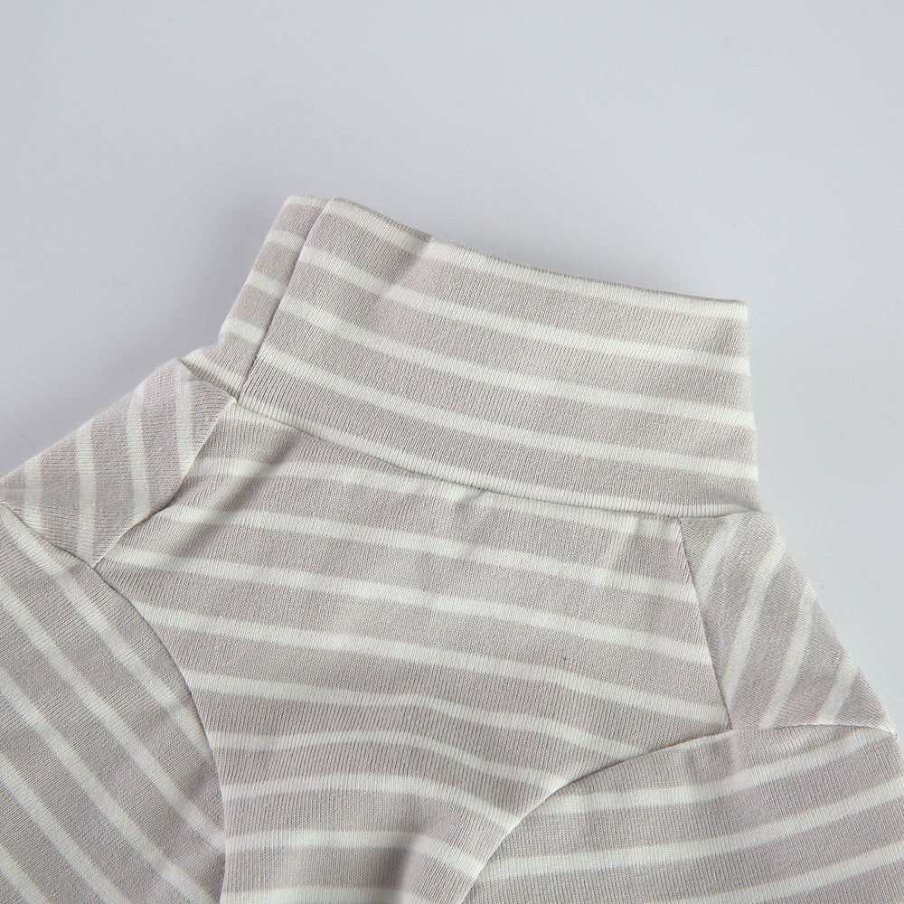 Bear Patch 2‑Piece Dog Outfit (Vest + Striped Turtleneck)