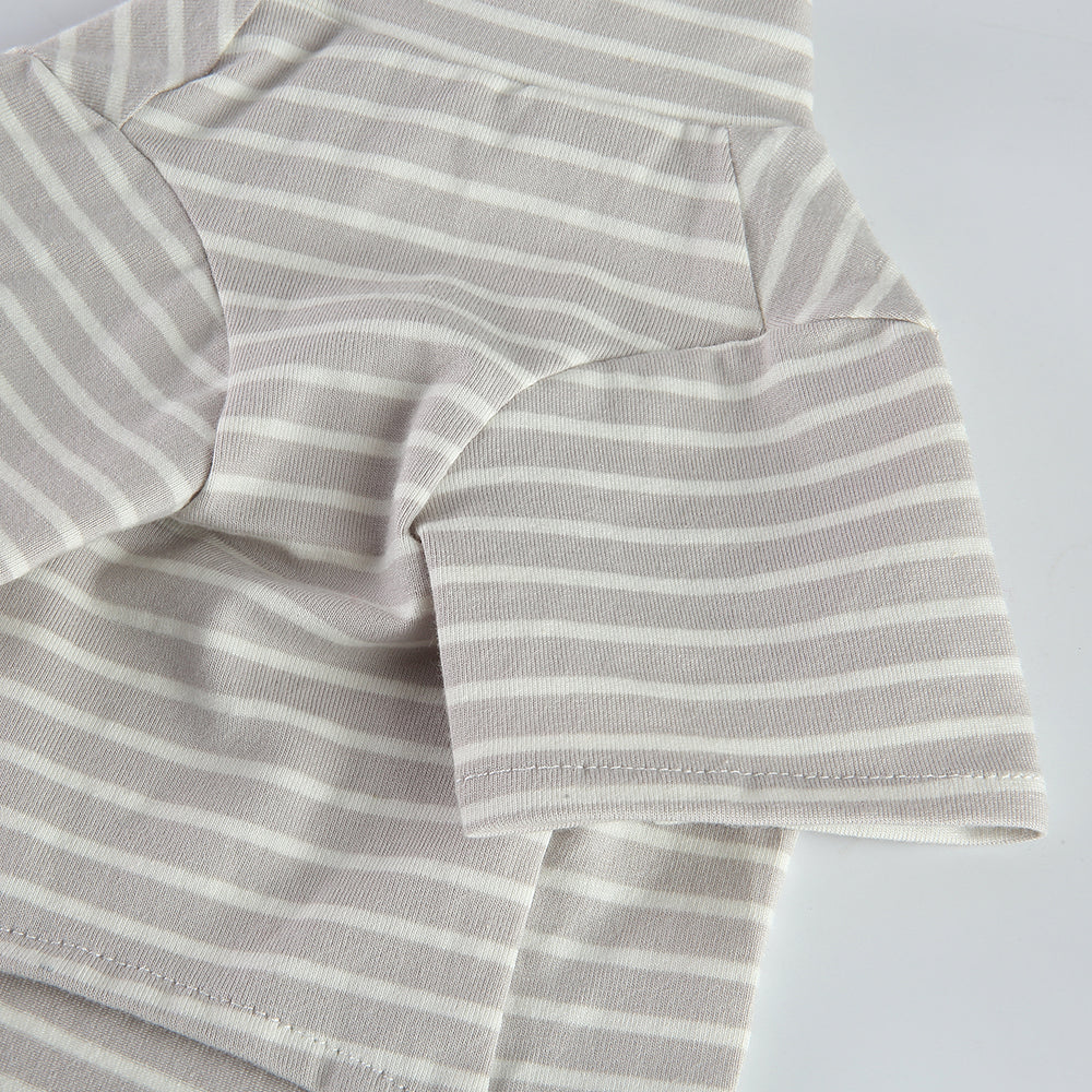 Bear Patch 2‑Piece Dog Outfit (Vest + Striped Turtleneck)