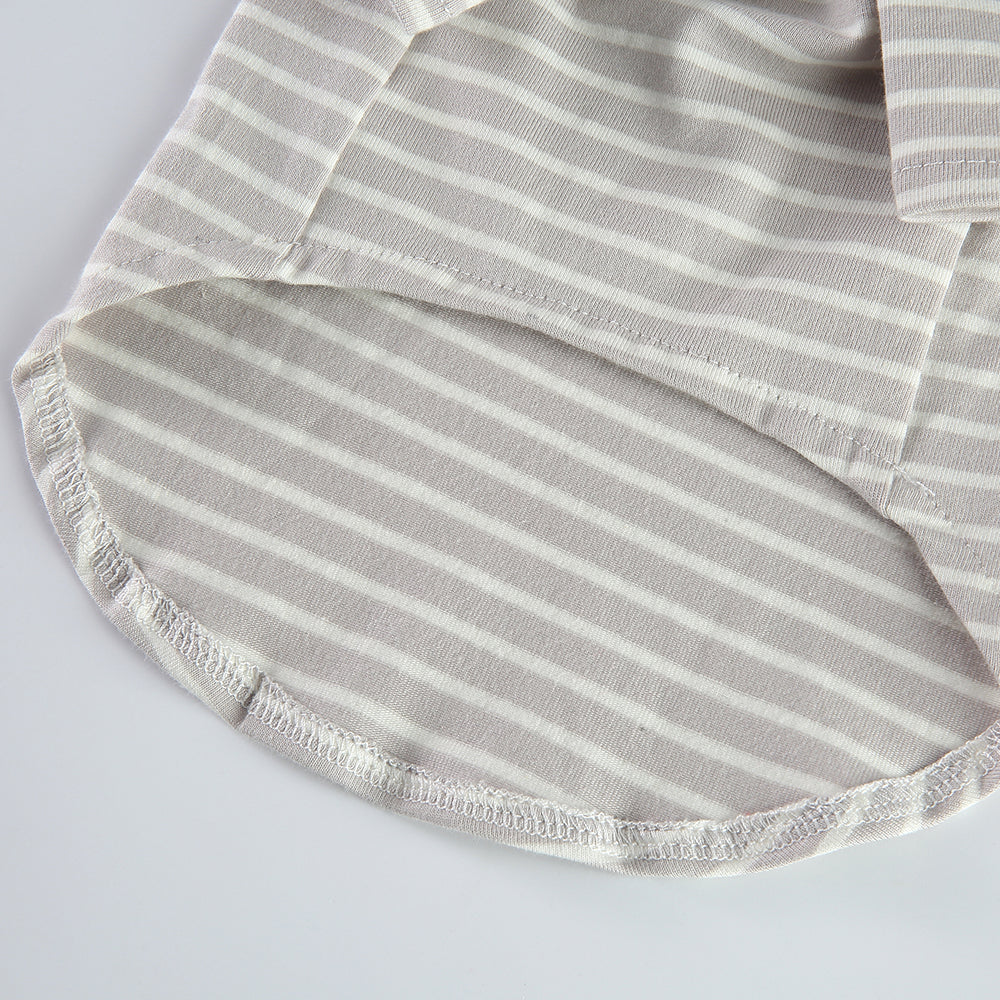 Bear Patch 2‑Piece Dog Outfit (Vest + Striped Turtleneck)