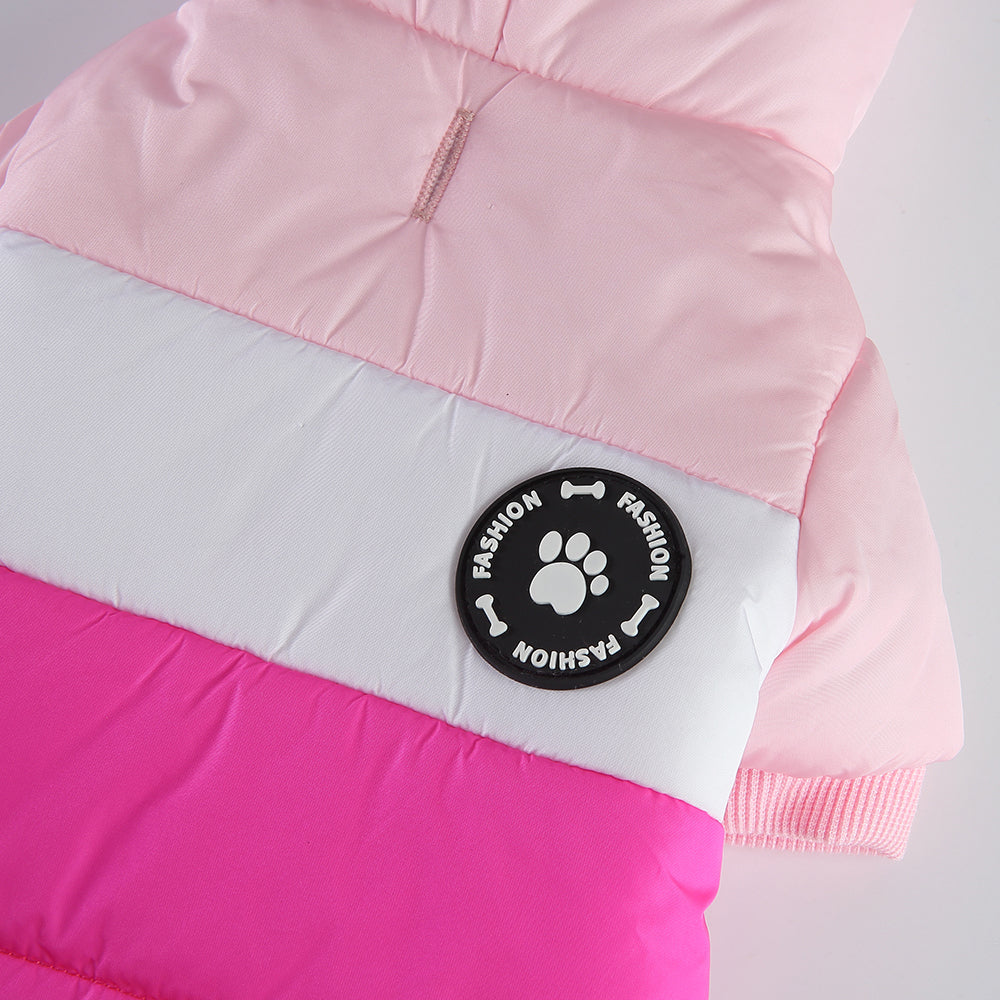 Colorblock Hooded Puffer Dog Jacket