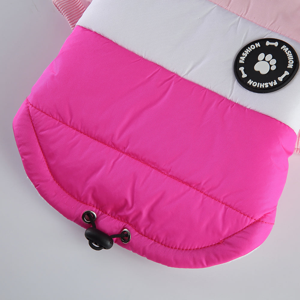 Colorblock Hooded Puffer Dog Jacket