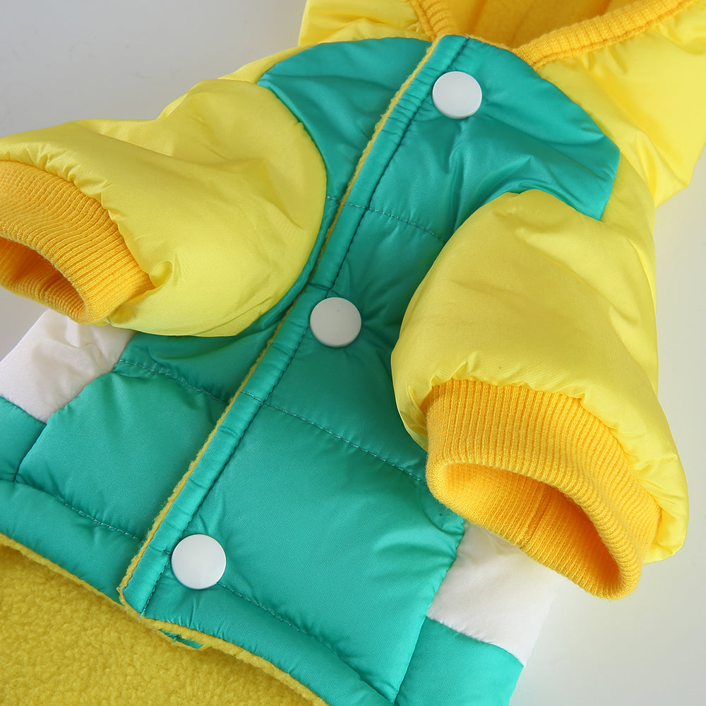 Colorblock Hooded Puffer Dog Jacket