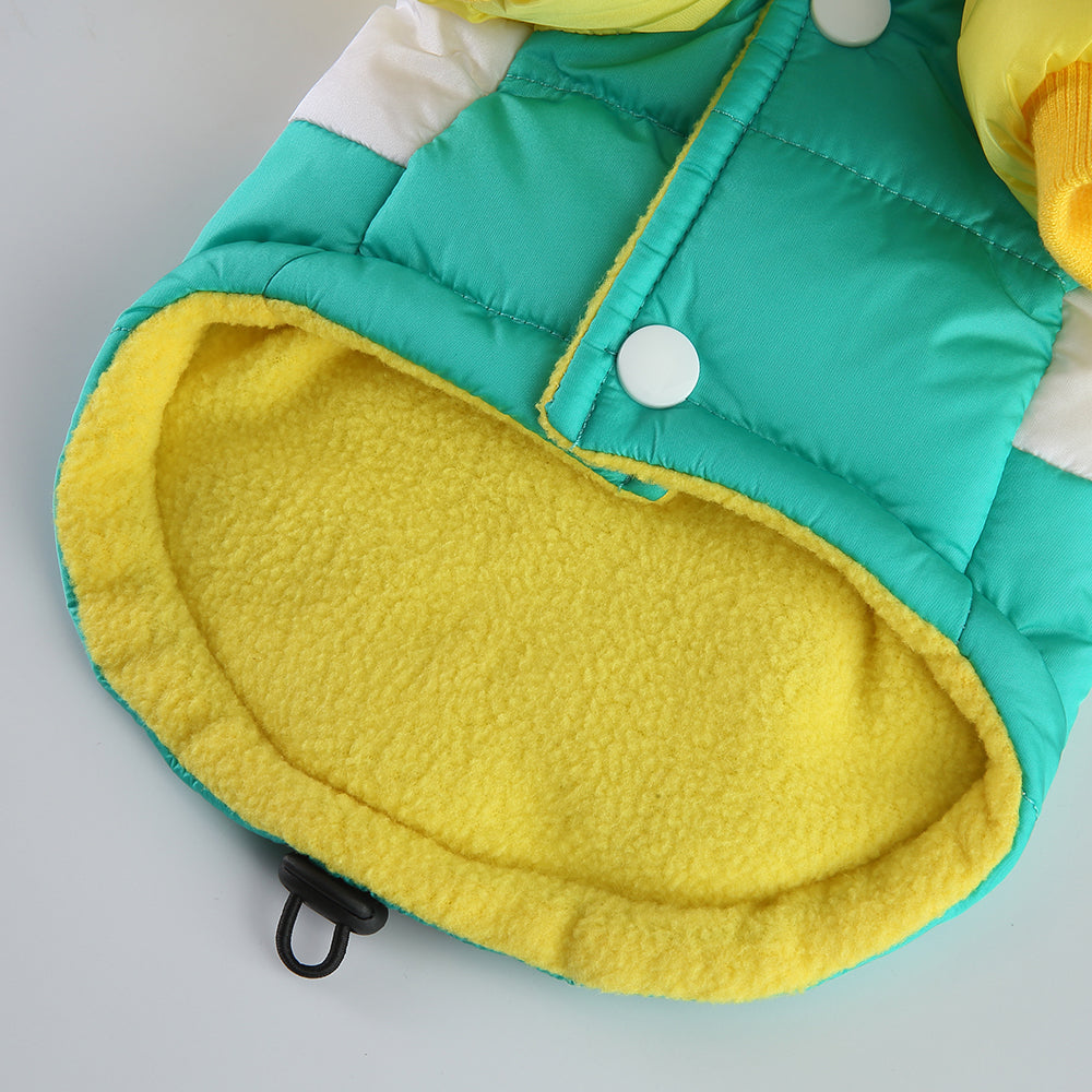 Colorblock Hooded Puffer Dog Jacket