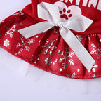 Polka Dot Green Dog Dress with Christmas Tree Design