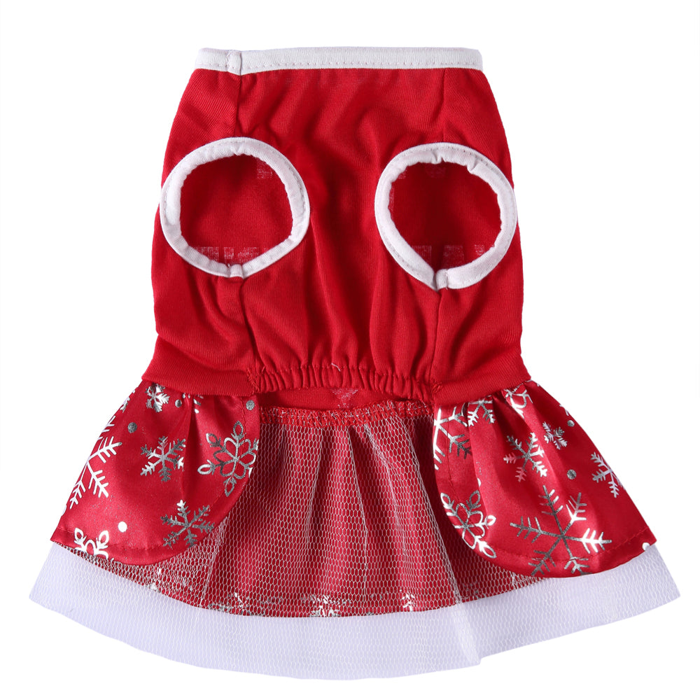 Polka Dot Green Dog Dress with Christmas Tree Design