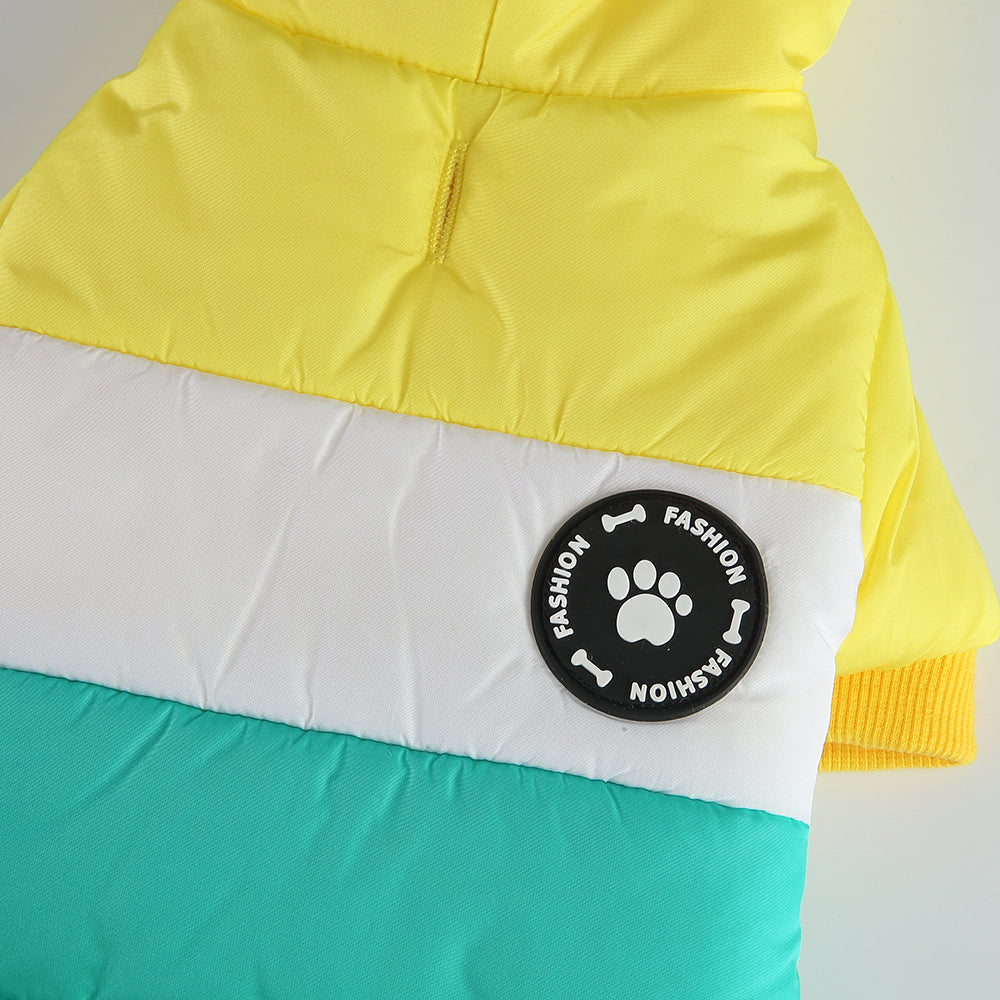 Colorblock Hooded Puffer Dog Jacket