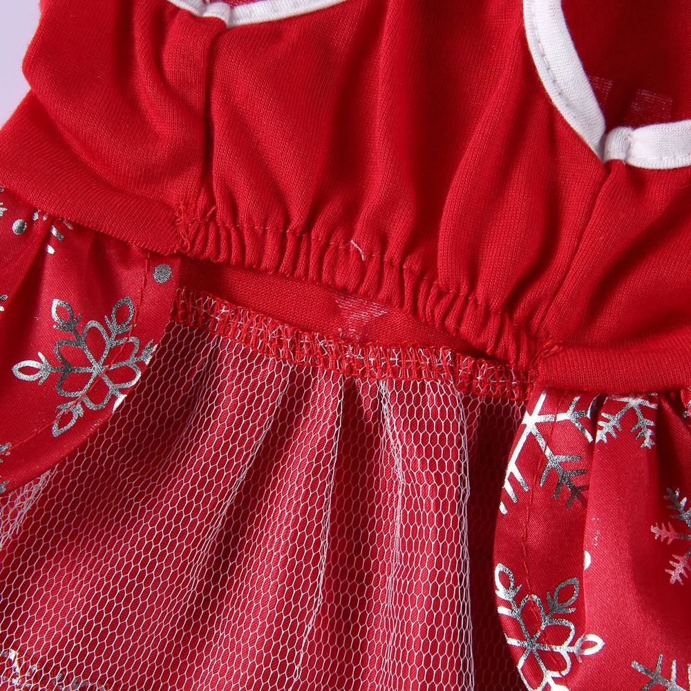 Polka Dot Green Dog Dress with Christmas Tree Design