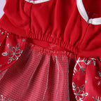 Polka Dot Green Dog Dress with Christmas Tree Design