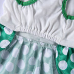 Polka Dot Green Dog Dress with Christmas Tree Design