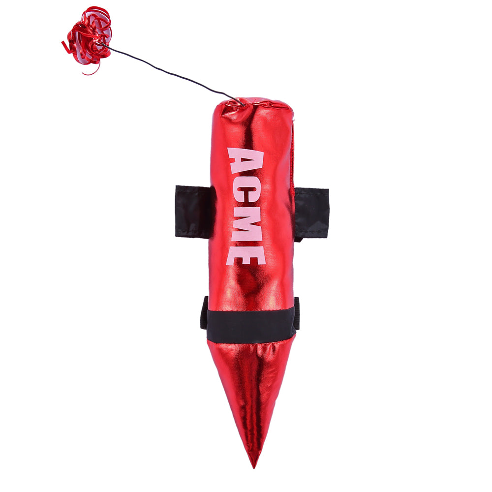 Cartoon Acme Dynamite Dog Costume – Fun Red Dynamite Outfit with Fuzzy Fuse