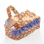 Woven Basket Dog Dress with Blue Ruffle Trim