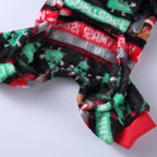 Festive Santa & Reindeer Print Fleece Dog Pajamas