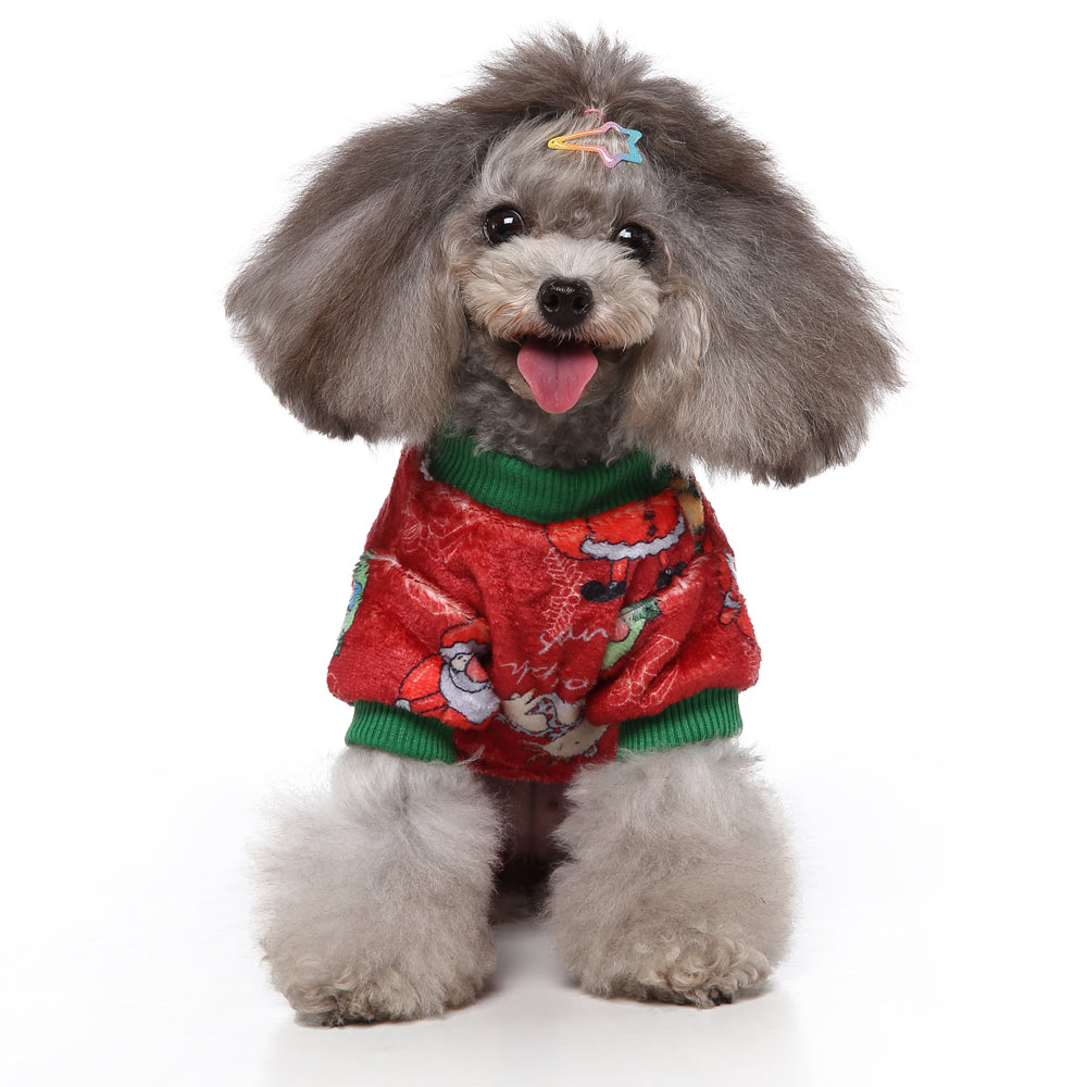 Festive Christmas Dog Jumpsuit with Santa Prints