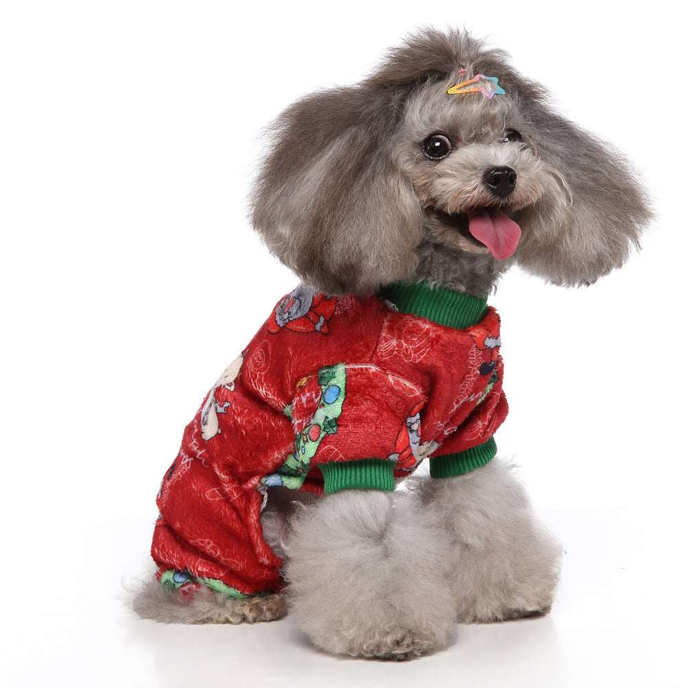 Festive Christmas Dog Jumpsuit with Santa Prints