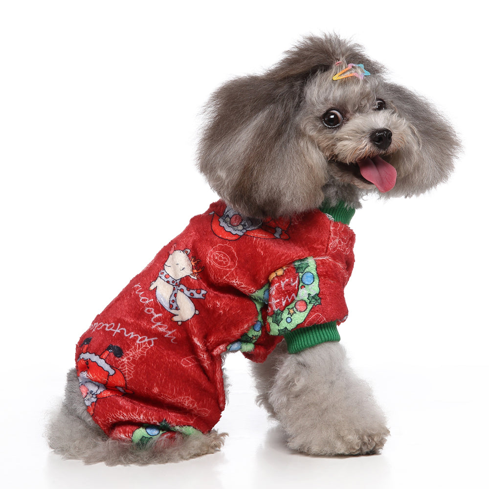 Festive Christmas Dog Jumpsuit with Santa Prints