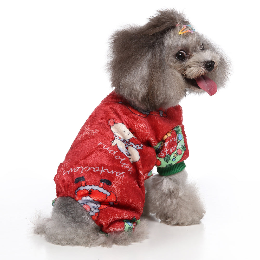 Festive Christmas Dog Jumpsuit with Santa Prints