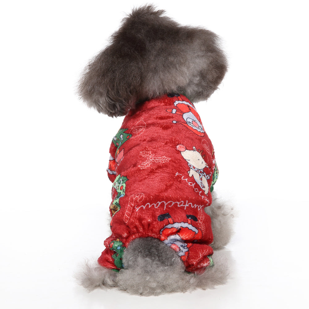 Festive Christmas Dog Jumpsuit with Santa Prints