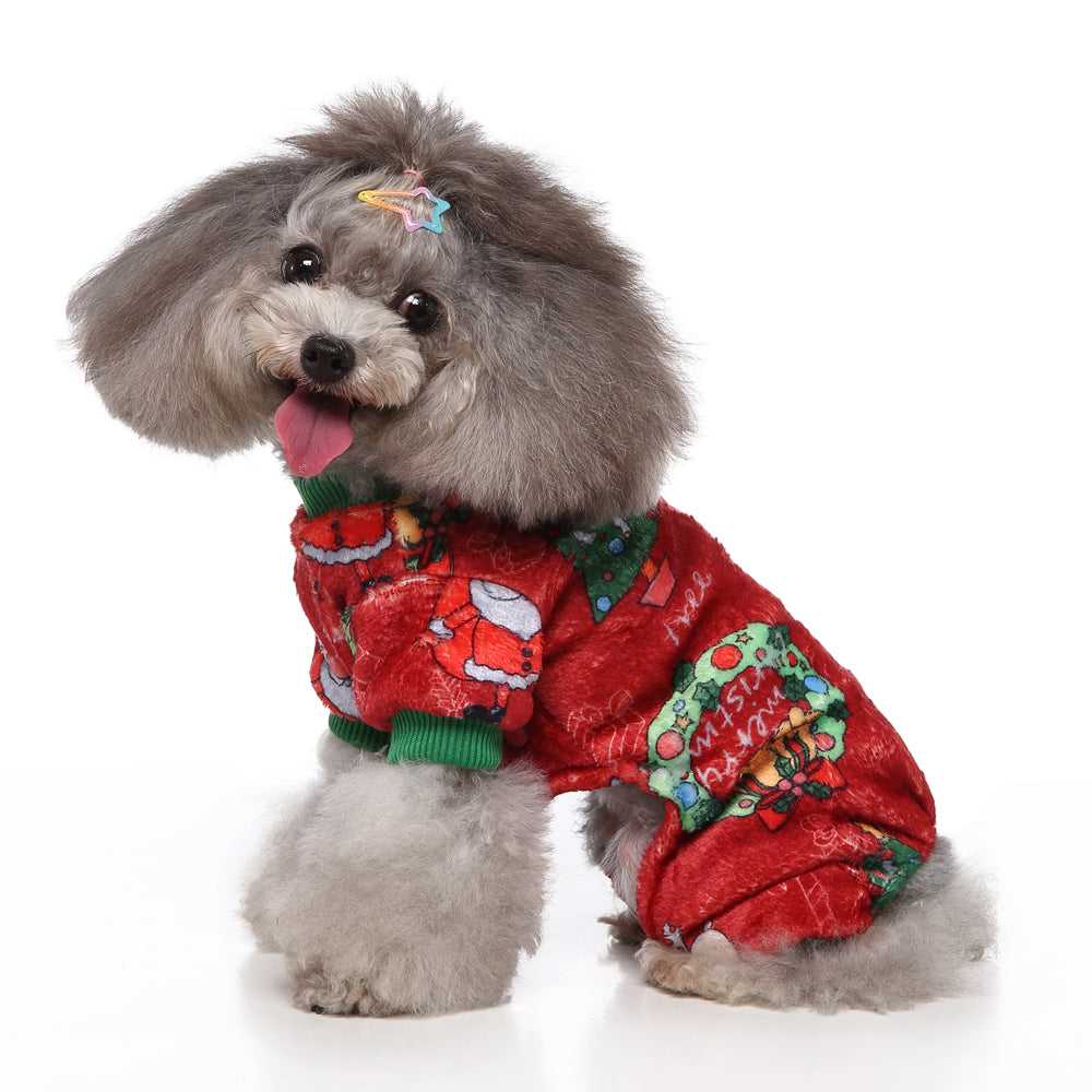 Festive Christmas Dog Jumpsuit with Santa Prints