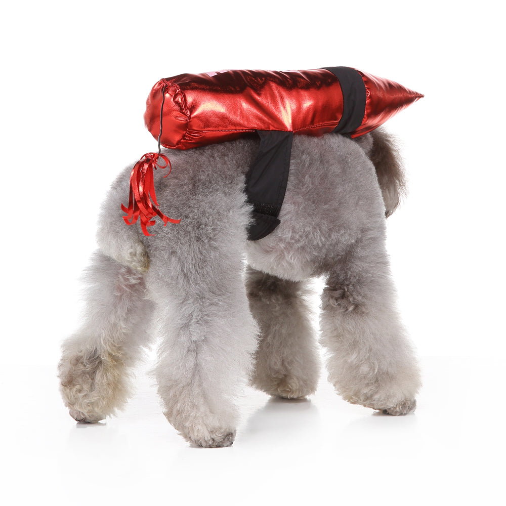 Cartoon Acme Dynamite Dog Costume – Fun Red Dynamite Outfit with Fuzzy Fuse